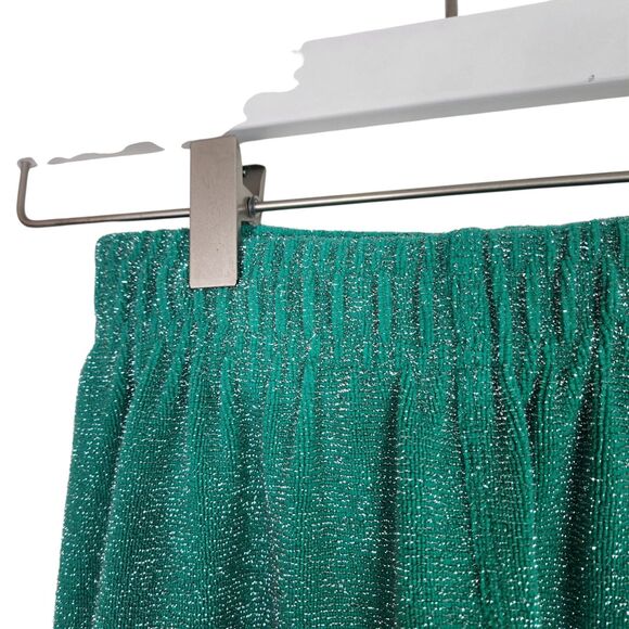FRANKIES BIKINIS Pants Womens Small Green Johnson Terry Luxe Metallic Sweatpants - Picture 4 of 12